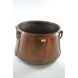 Large Eastern twin handled copper vessel, dia. 48 x H34.5