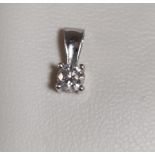 9ct white gold pendant set with a single diamond weighing approximately 0.33 carat, length 12mm
