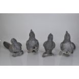 Four lead birds from a Victorian water feature