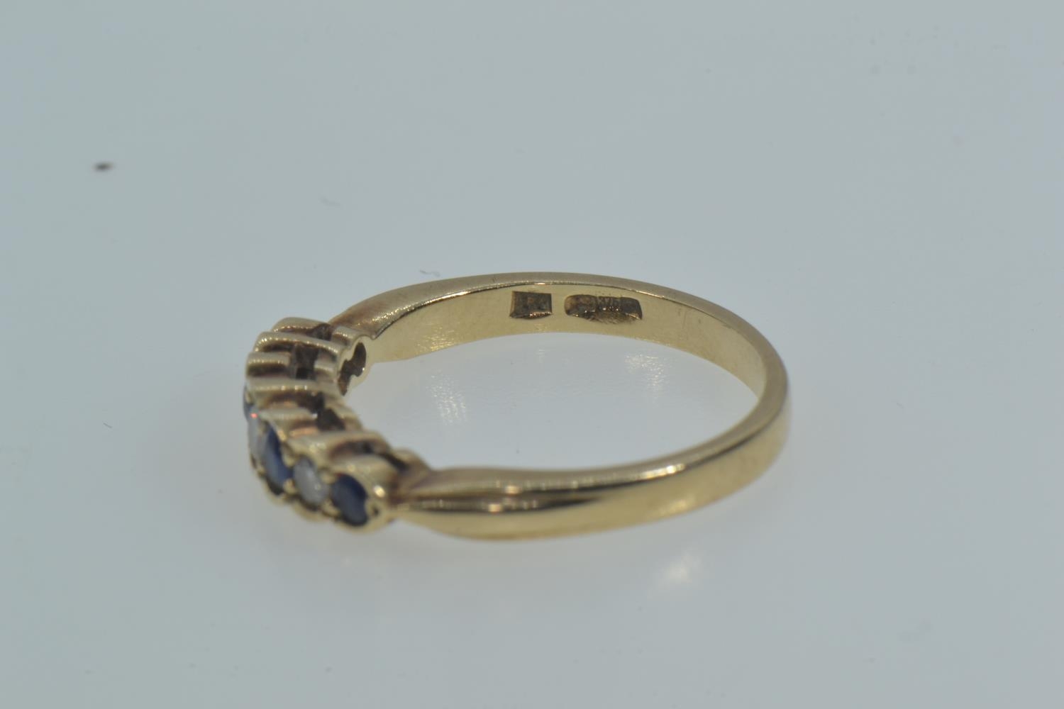 9ct gold, sapphire & diamond ring, size M, 2.4 grams  - Image 4 of 5