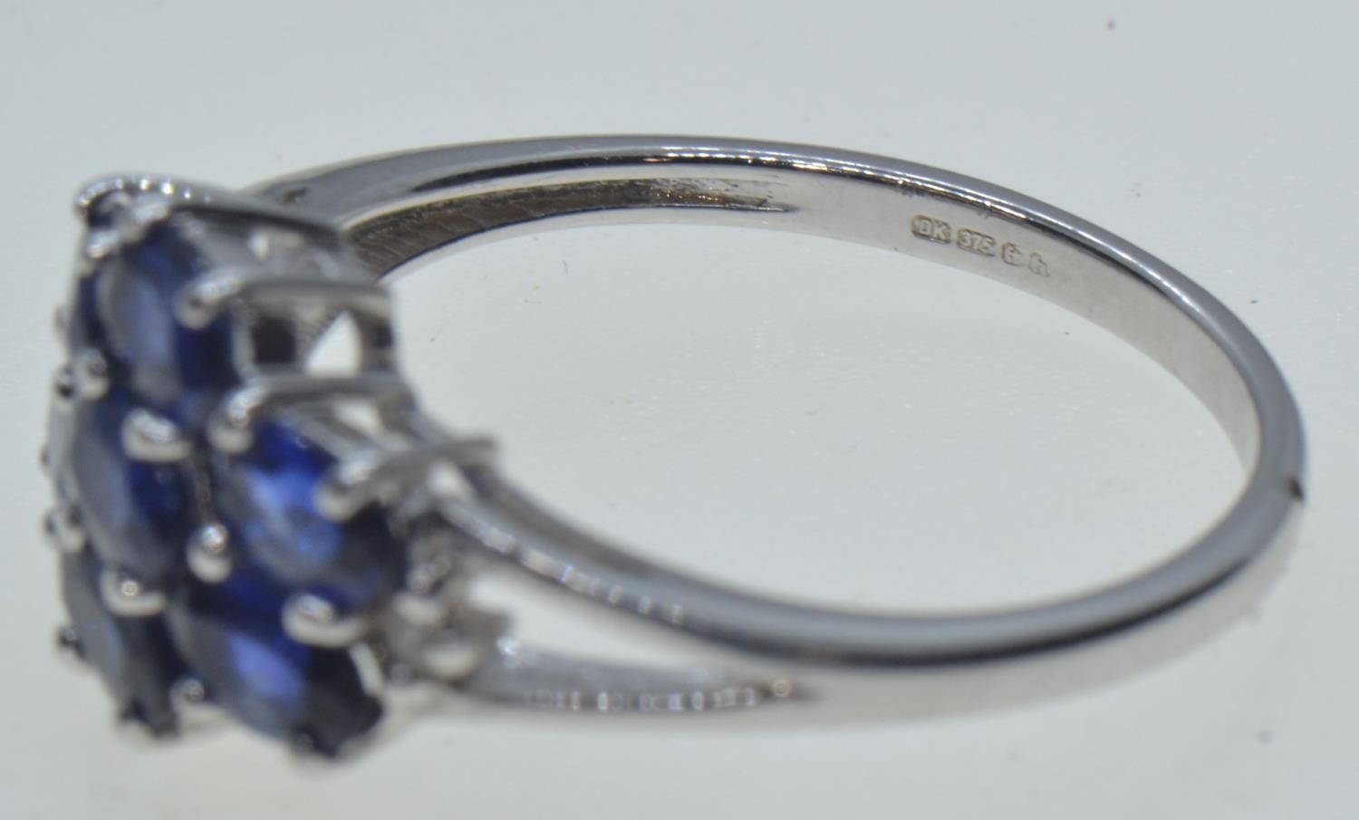 9ct white gold, iolite & diamond ring, hallmarked Birmingham, size N, 2.76 grams  - Image 3 of 4