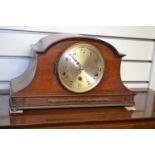 Mahogany admirals hat mantle clock.