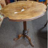 C19th occasional table on fluted pedestal base with studded design to base