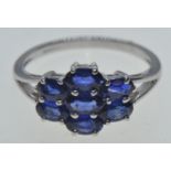 9ct white gold, iolite & diamond ring, hallmarked Birmingham, size N, 2.76 grams