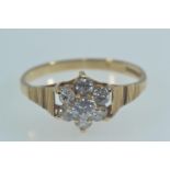 9ct gold & white stone cluster ring, hallmarked Birmingham  size P1/2, 2 grams