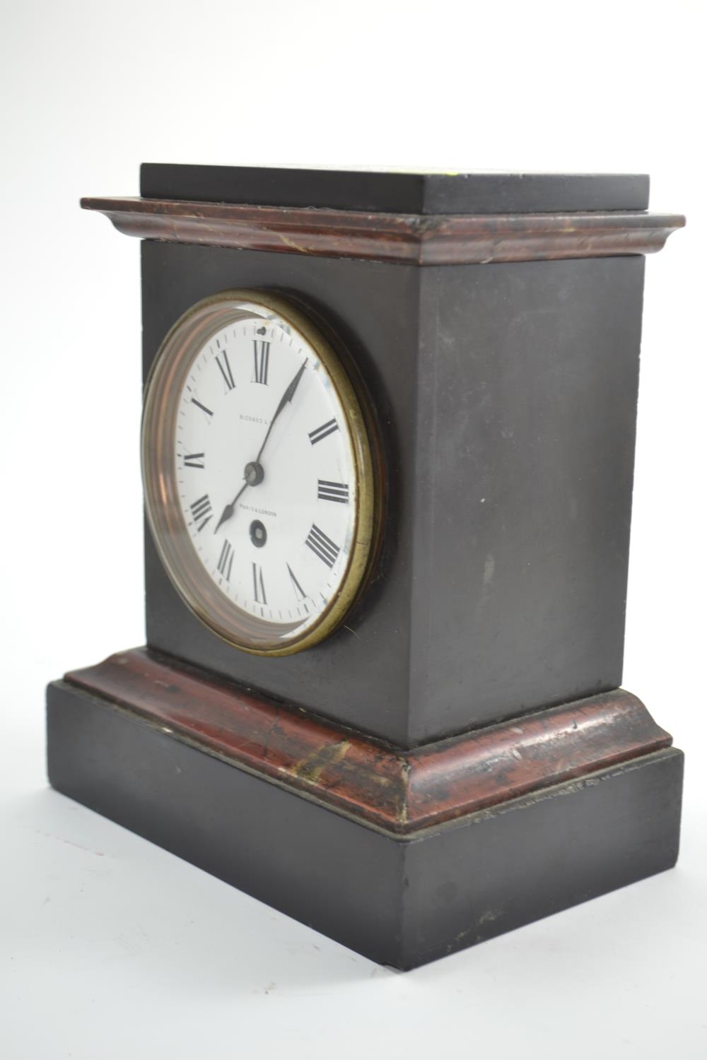 C19 marble mantle clock, by Richard & Co, Paris & London. W22cm H26cm D14cm  - Image 4 of 9