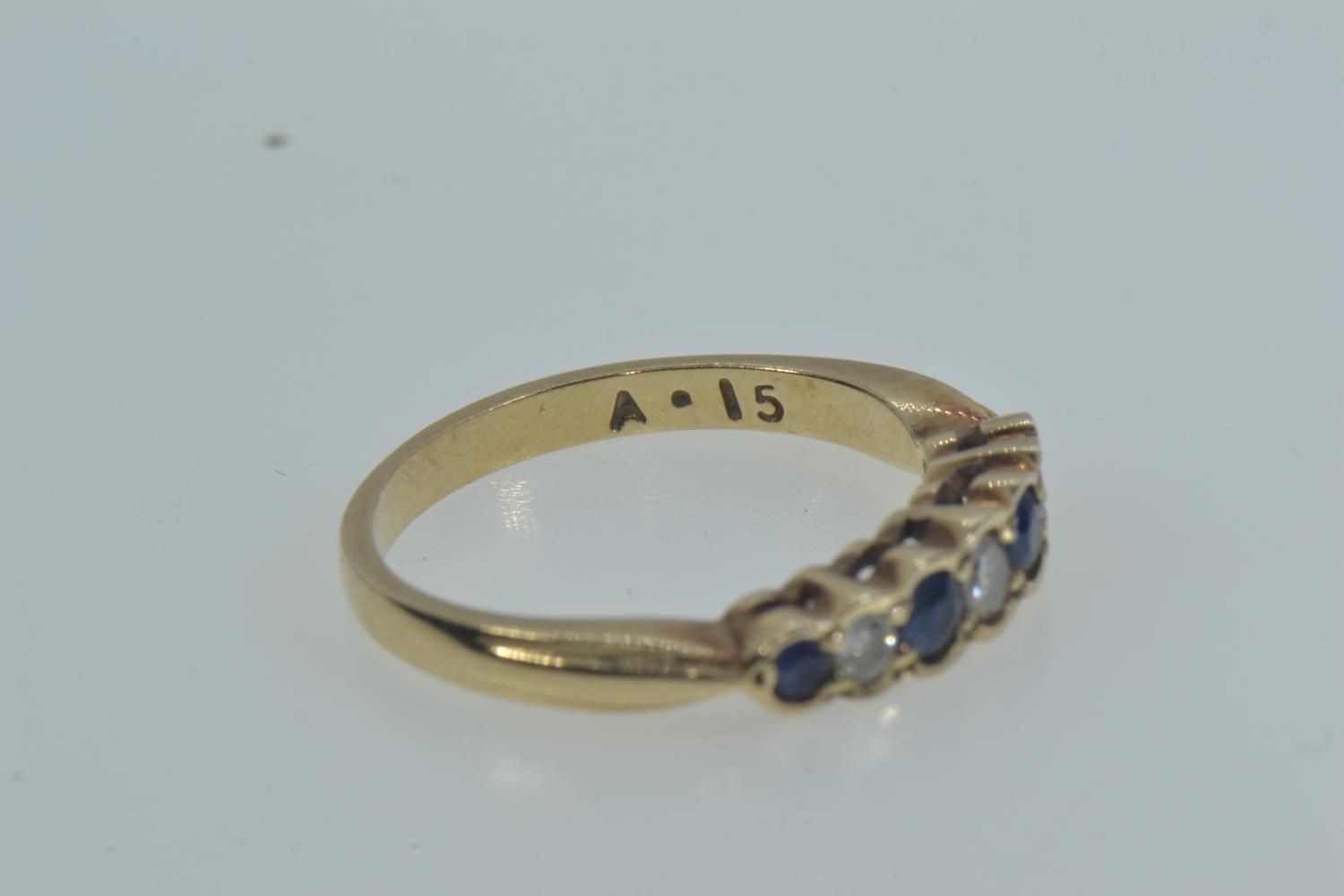 9ct gold, sapphire & diamond ring, size M, 2.4 grams  - Image 5 of 5