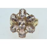 9ct gold & morganite ring, designed as a flowerhead, hallmarked Birmingham, size N, 5 grams