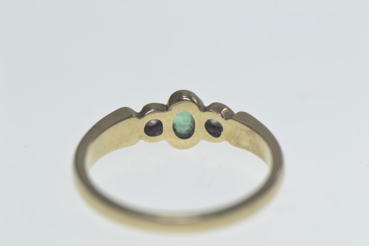 9ct gold, emerald & diamond bezel-set ring, size O, gross weight 2.77 grams  - Image 3 of 3