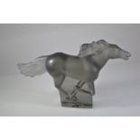 Lalique 1996 Kazak Horse Galloping in grey satin-finished crystal, etched 'Lalique France', height 1