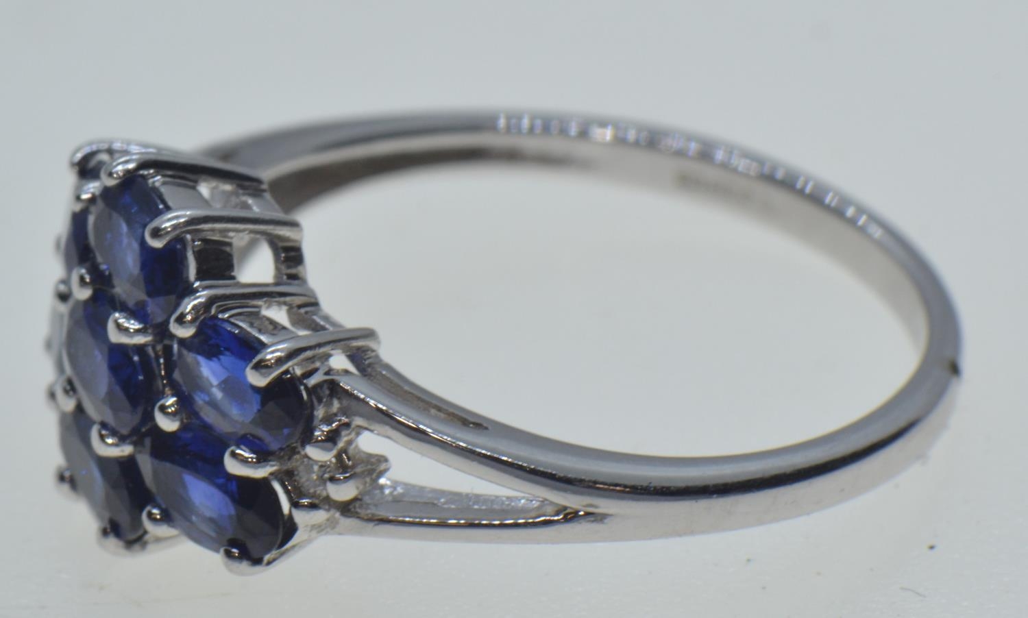 9ct white gold, iolite & diamond ring, hallmarked Birmingham, size N, 2.76 grams  - Image 2 of 4