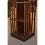 Mahogany bookcase on castors. 43.5cm x 43.5cm x height 80cm