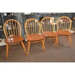 Set of four Ercol stickback windsor chairs