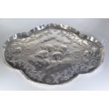 Silver dressing table tray, maker William Comyns & Sons, London 1902, embossed with Reynolds angels
