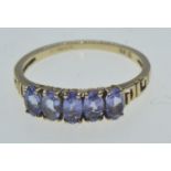 9ct gold & tanzanite ring, size O1/2, 1.76 grams