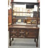 Small Victorian open backed oak dresser, 109cm x 161cm high x 50cm deep