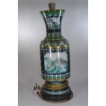 Chinese cloisonné vase converted to electric lamp, on base, height of vase 42cm