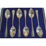 Cased set of six silver coffee spoons, maker James Dixon & Sons Ltd, Sheffield 1924, gross weight 64
