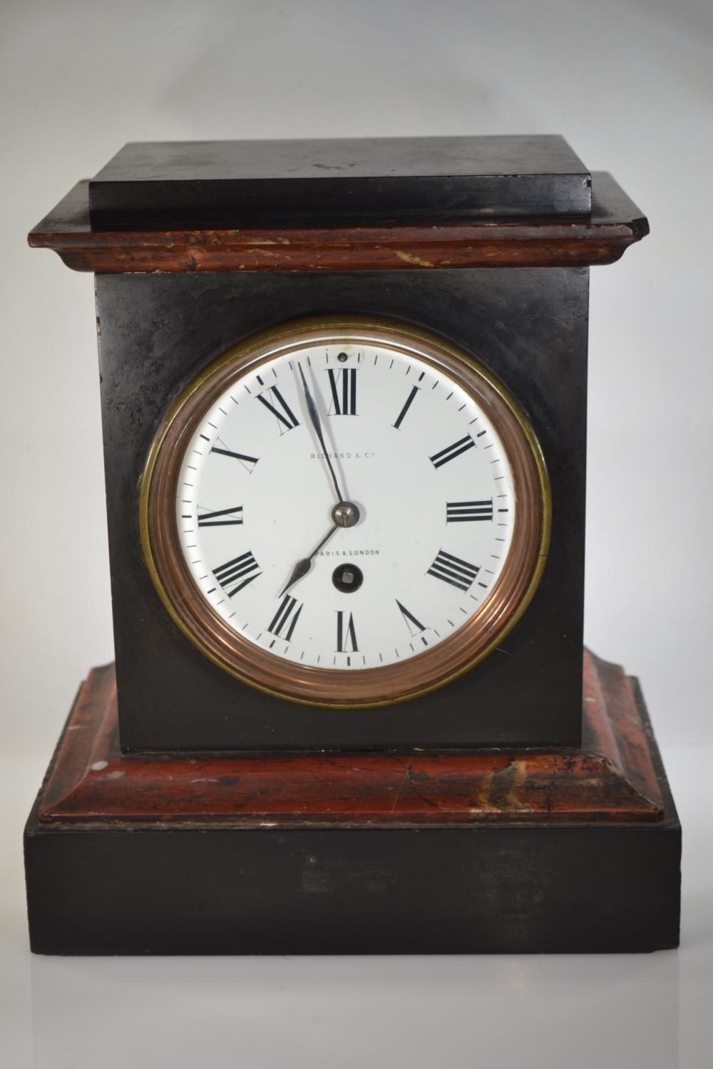 C19 marble mantle clock, by Richard & Co, Paris & London. W22cm H26cm D14cm  - Image 2 of 9