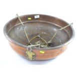 Copper, brass mounted yoghurt maker, dia. 47.5 x H15.5cm, would make a beautiful hanging plant displ