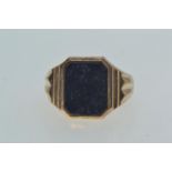 9ct gold & onyx signet ring, hallmarked London 1966, size P1/2, 8.69 grams