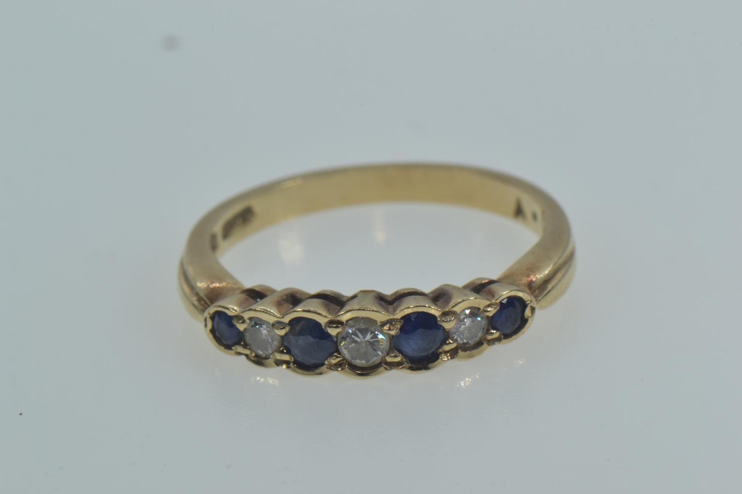 9ct gold, sapphire & diamond ring, size M, 2.4 grams 