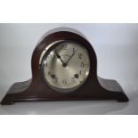 Garrard oak cased mantle clock, with pendulum and key, W33 x D12 x H19cm