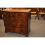 Two over three mahogany chest of drawers. Marks to surface. 102cm wide x 49cm deep x 94cm high.
