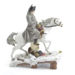 Sitzendorf porcelain figure of Napoleon on horseback, 2nd half of 20th century, blue mark, height 25