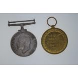 Pair of WWI medals; George V War Medal and Victory Medal (no ribbons) awarded to 5297 PTE. F. F. Bra