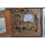 Diorama in cabinet of a gardener's outhouse, W30 x D23 x H25cm