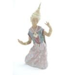 Lladro figure of a Thai dancing girl by Vincente Martinez, model 2069, 43.5cm height, two digits mis