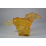 Lalique 1996 Kazak Horse in gold satin-finished crystal, etched 'Lalique France', height 11.5cm leng