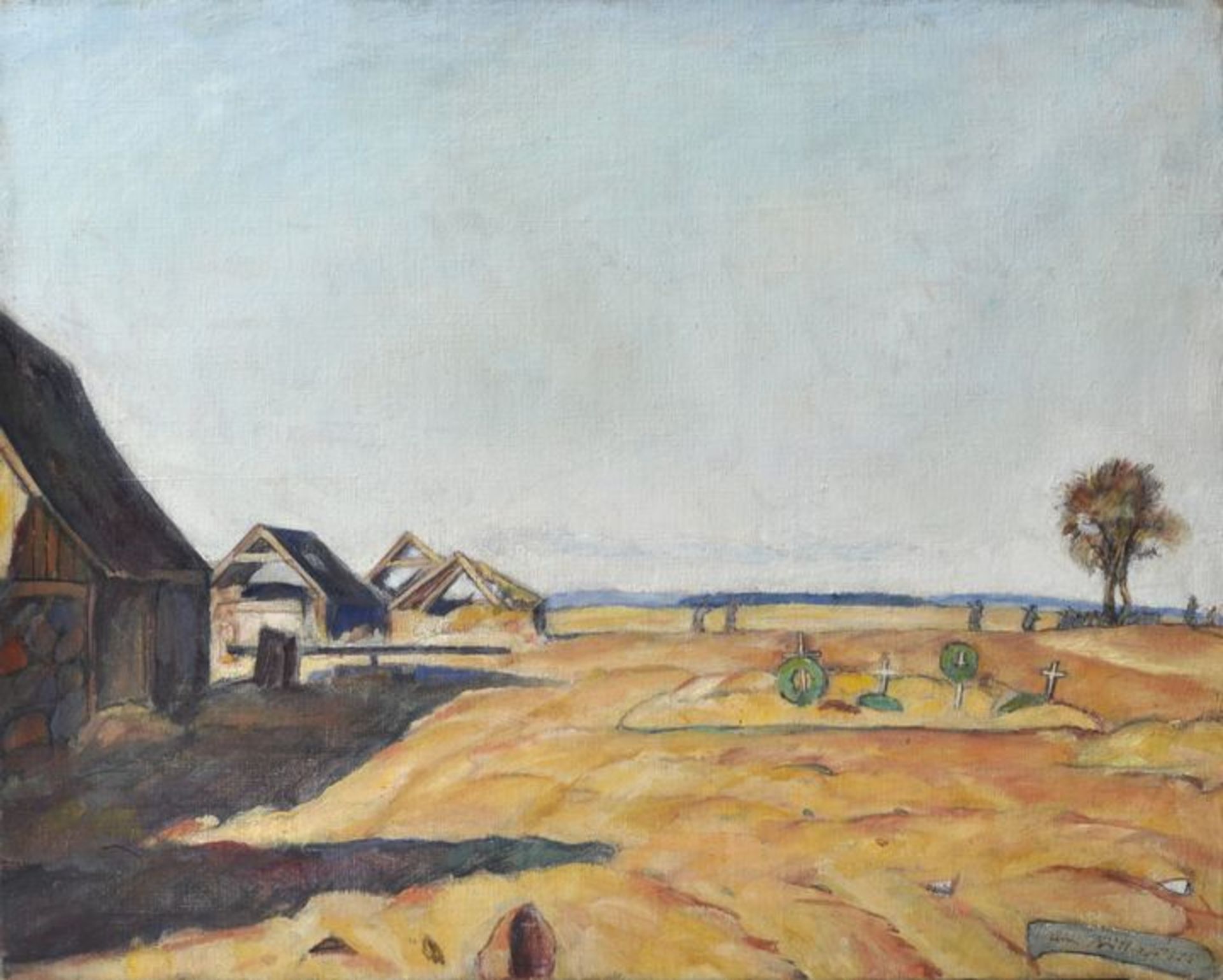 Erich Büttner. Gemälde Russengräber / Painting, Russian graves in front of Willudden