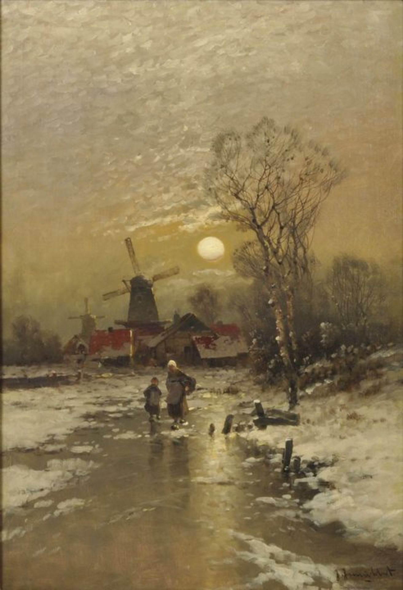 Jungblut "Winterlandschaft im Mondlicht" / Netherlandish winter landscape