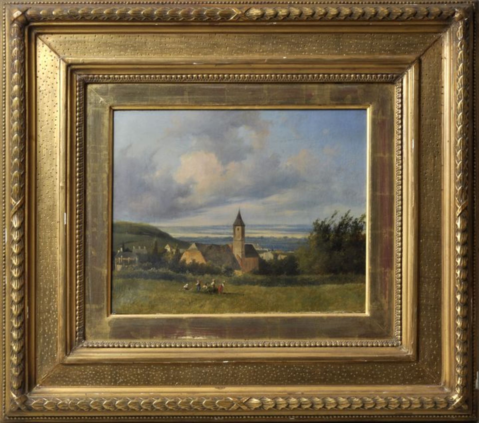 Schönleber, Gustav (?), Landschaft mit Kirche / Landscape with church - Bild 4 aus 5