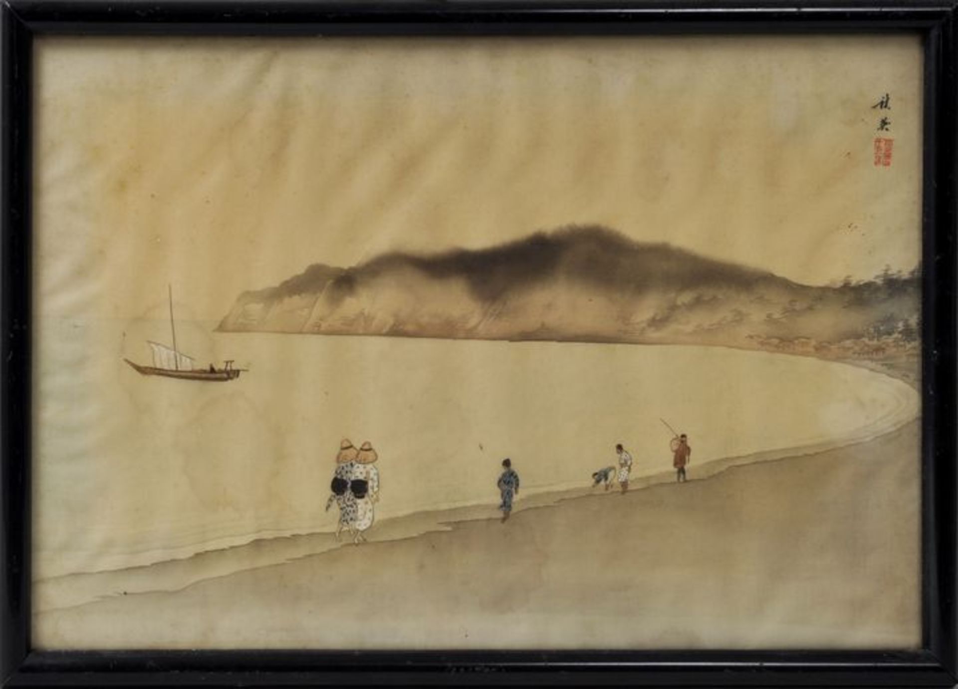 Seidenmalerei, Japan, 4 Bilder / silk painting - Image 7 of 7