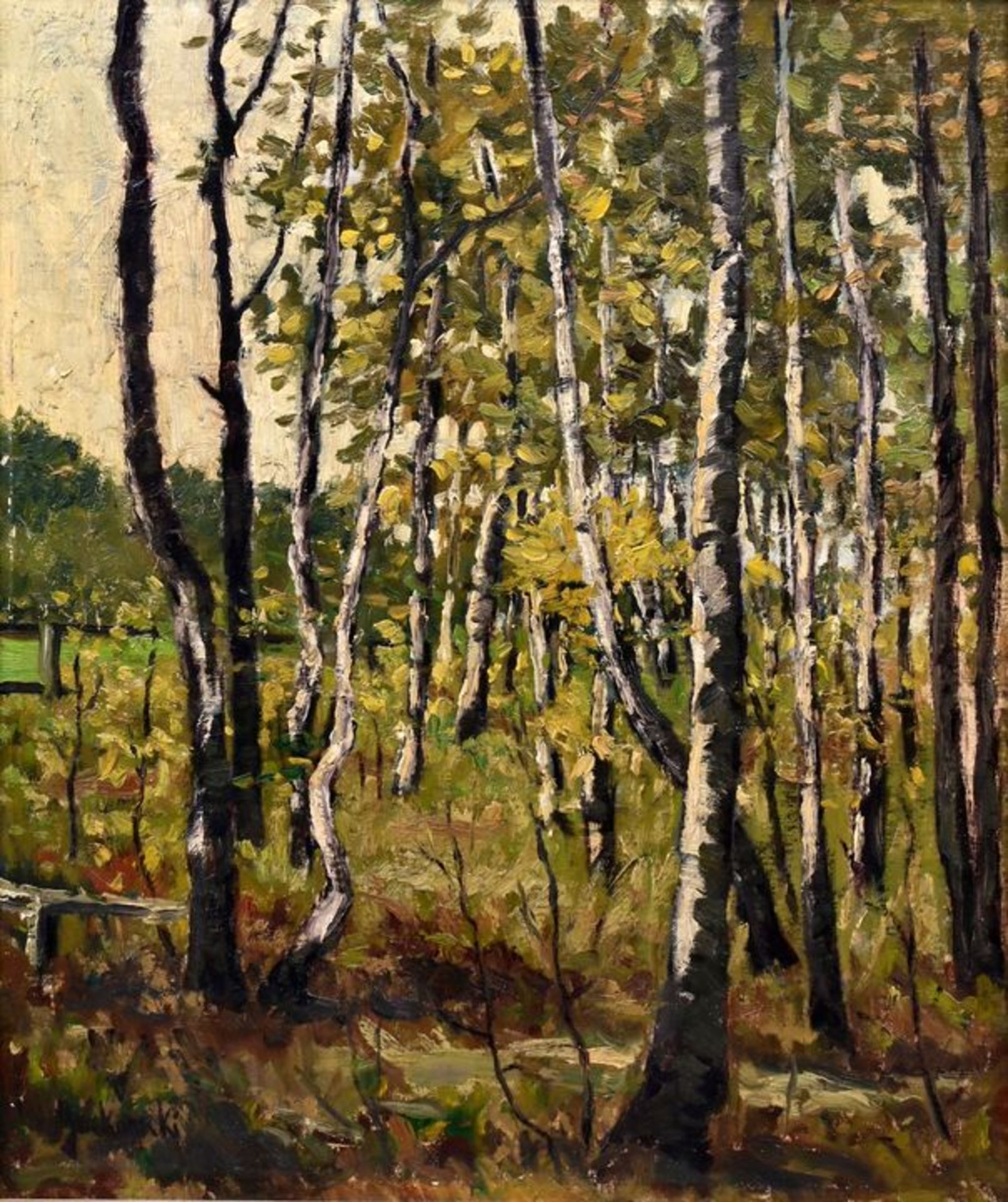 Jackowski Frantz v. (?) Gemälde "Birken" / landscape painting
