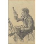 Ortmann "Schuhmacher", Zeichnung / The company´s shoemaker, pencil drawing