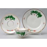 Gedeck Grüner Drache/ cup with saucer and plate