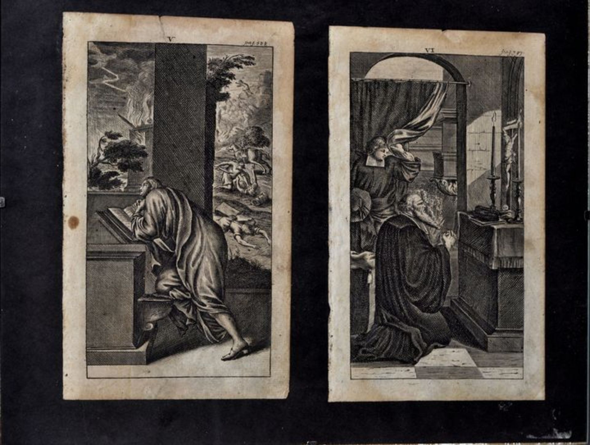 Kupferstichfolge zum protestantischen Gebet / Anonymus, series of prayer scenes, etchings - Image 4 of 7