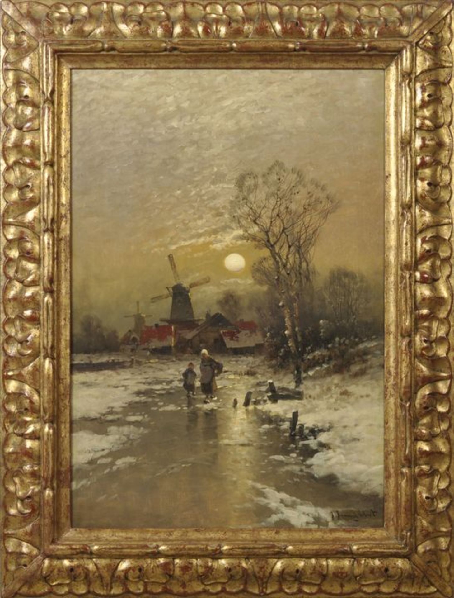 Jungblut "Winterlandschaft im Mondlicht" / Netherlandish winter landscape - Bild 2 aus 3