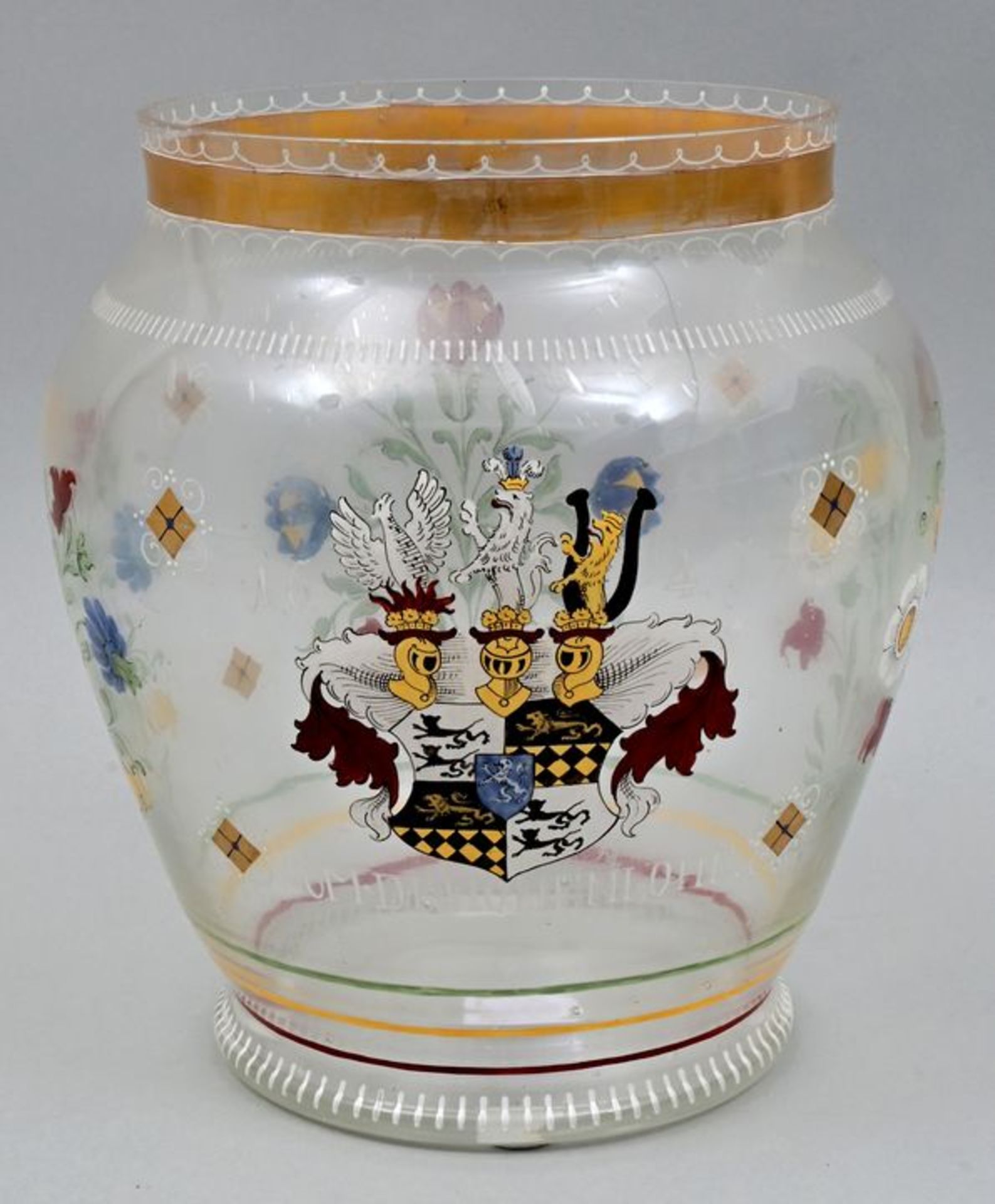 Gr. Glas Fritz Heckert "Hohenlohe" / Large glass with coat of arms