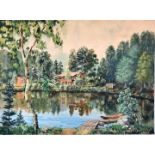 Ebermann, Fritz, Waldsee, Aqu./Gouache / Water colour / Gouache