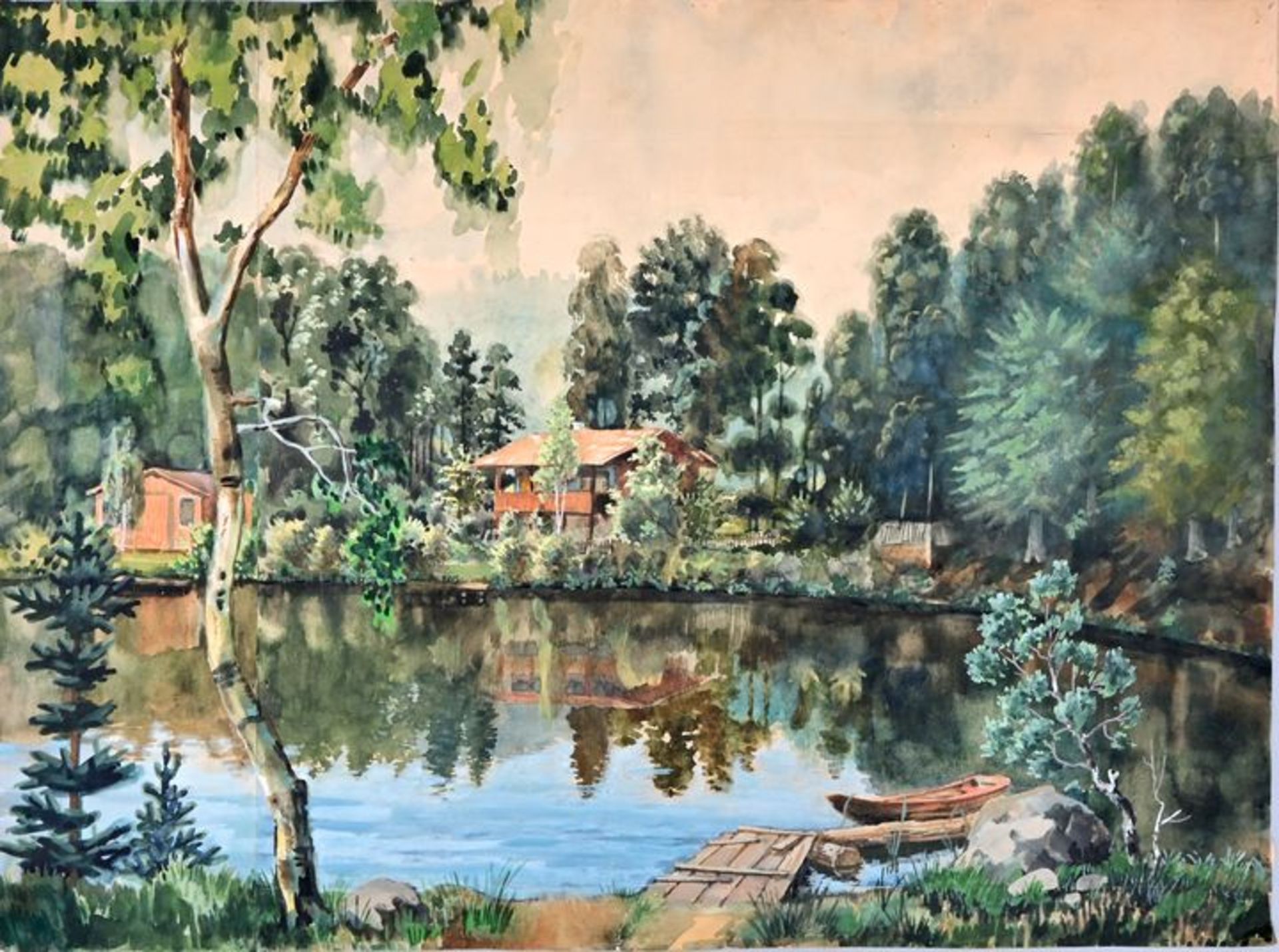 Ebermann, Fritz, Waldsee, Aqu./Gouache / Water colour / Gouache