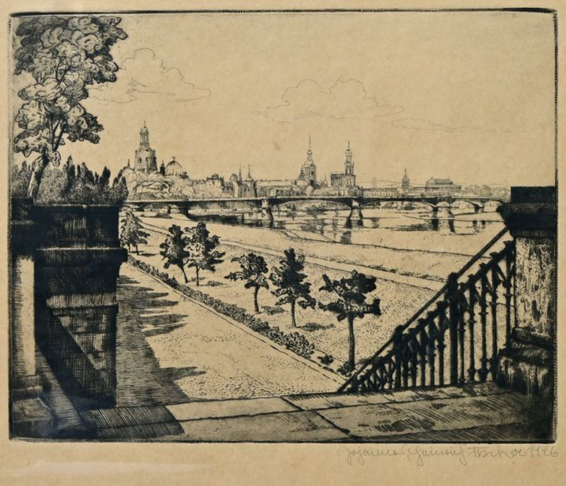 Radierung Dresden / Etching Dresden