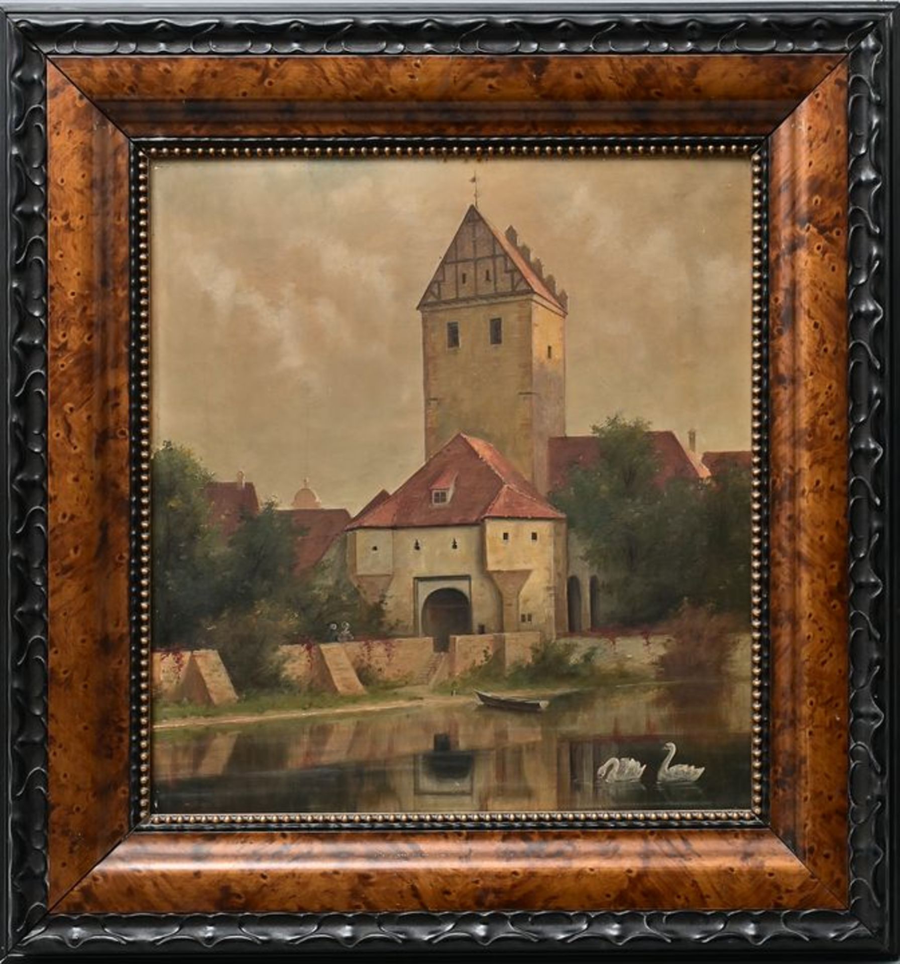 Vogel, Prof. H., "Schwanenidyll vor Dinkelsbühl" / landscape painting - Bild 4 aus 5