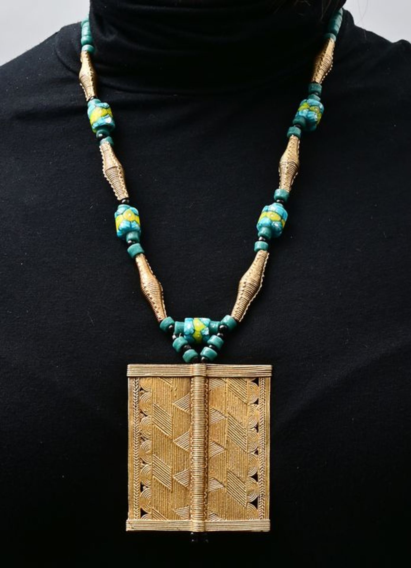 Kette mit Akan-Amulett-Anhänger Westafrika/ necklace with Akan pendant