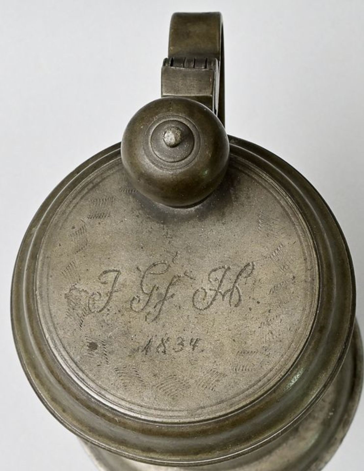 Walzenkrug Schlesien/ pewter tankard Silesia - Image 3 of 3