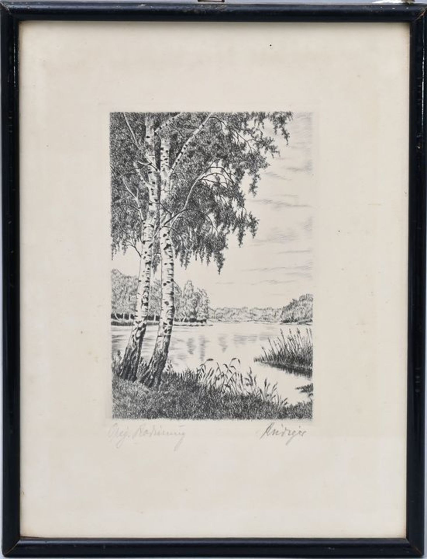 Rüdiger, Birken am See / etching - Bild 2 aus 3